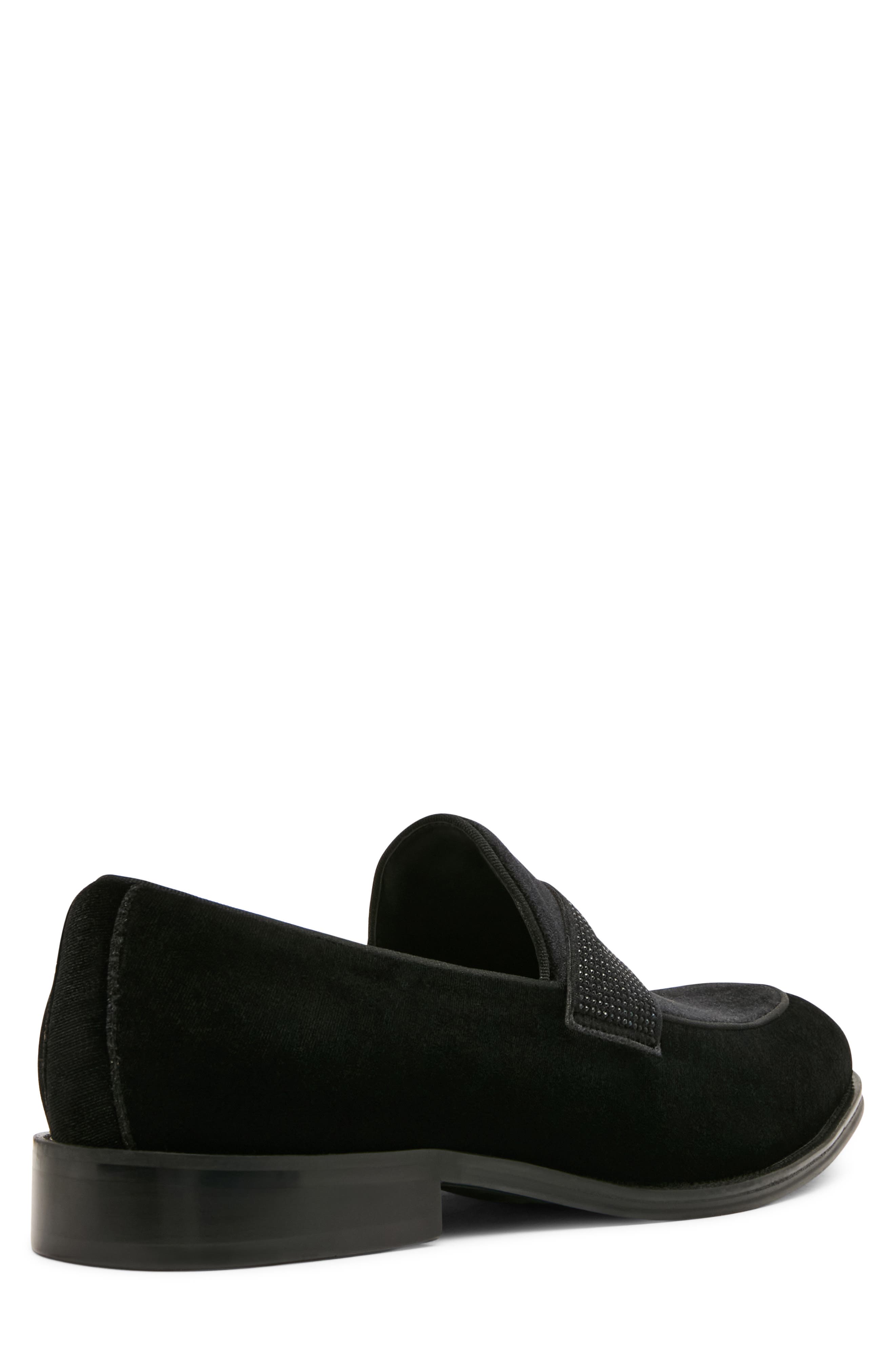 Marlye Embellished Penny Loafer, Alternate, color, BALCK VELVET