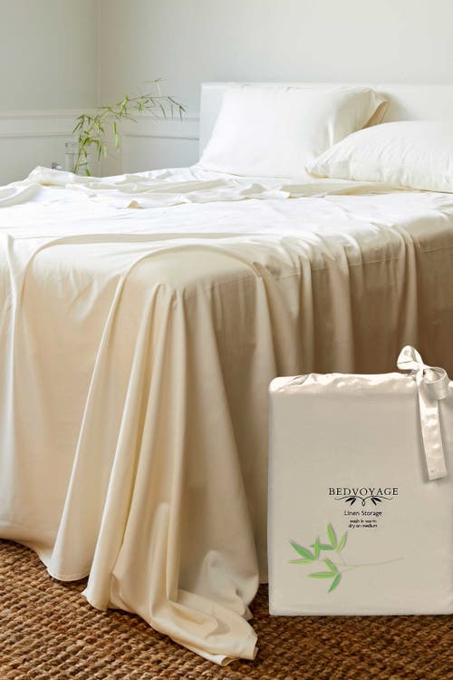 Bedvoyage Luxury 100% Viscose Cooling Bed Sheet Set In Ivory