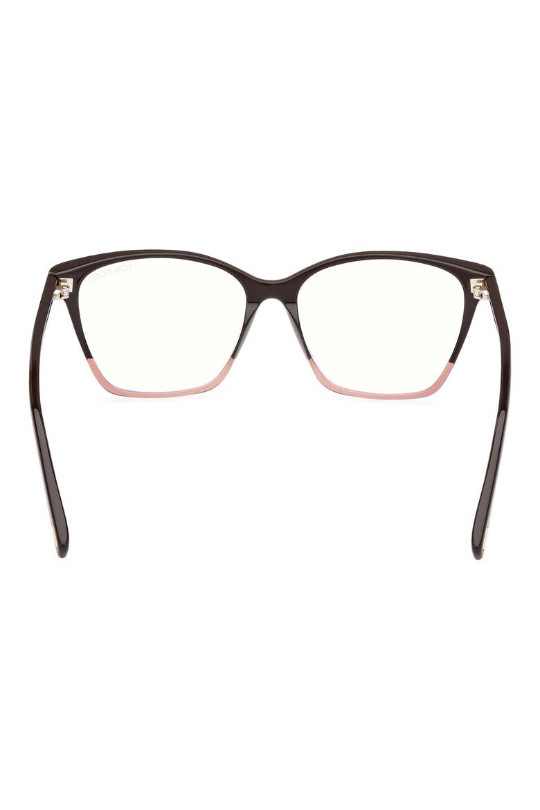 56mm Cat Eye Blue Light Blocking Optical Glasses, Alternate, color, BROWN BLUSH PINK BROWN