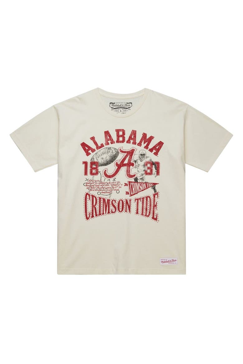 Men's Mitchell & Ness  Cream Alabama Crimson Tide Heritage Scholar T-Shirt, Alternate, color, Cream