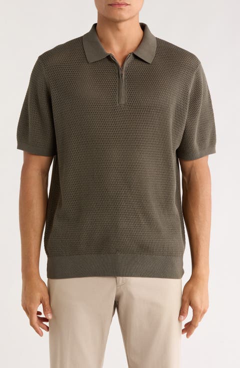 Textured Quarter Zip Polo