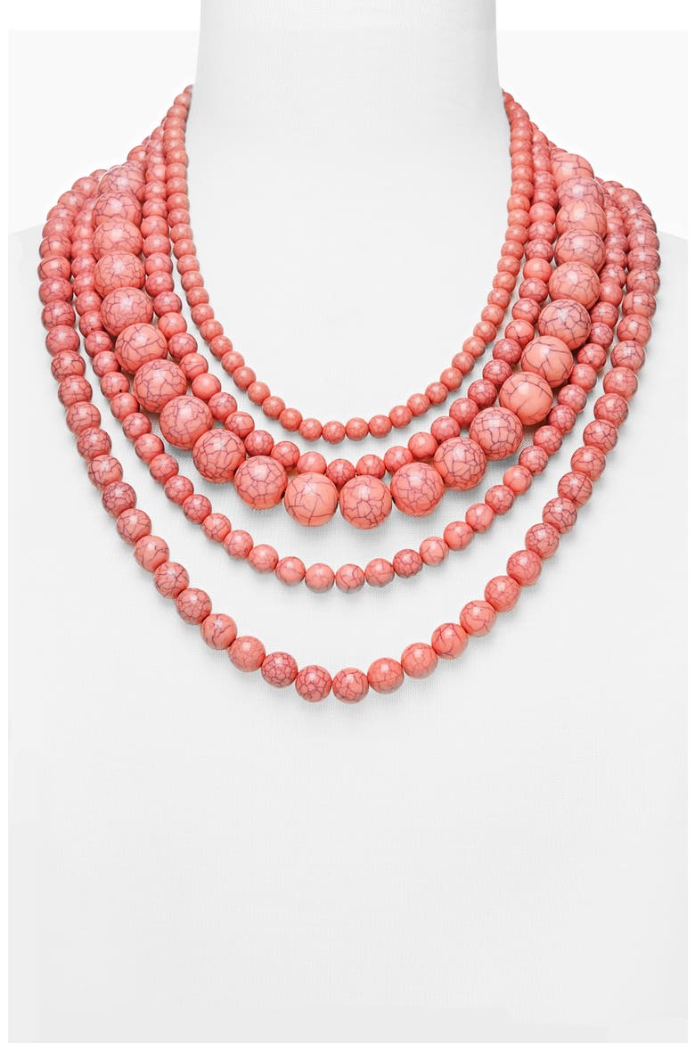 'Globe' Multistrand Beaded Necklace, Main, color, MEDIUM PINK