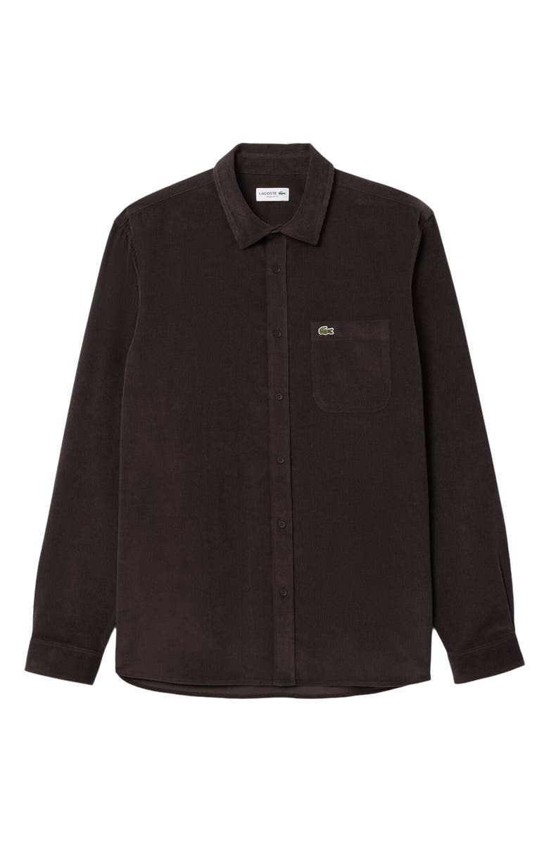 Lacoste Regular Fit Corduroy Button-Up Shirt, Alternate, color, Port