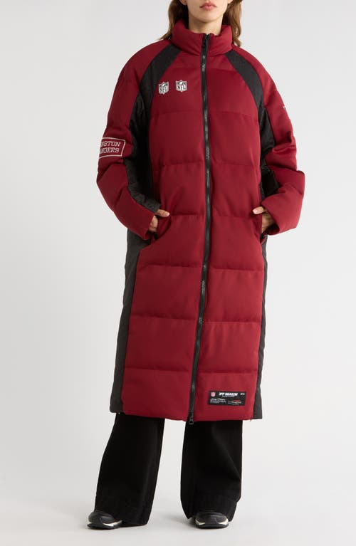 Off Season Nfl Team Water Repellent Long Puffer Coat In Burgundy