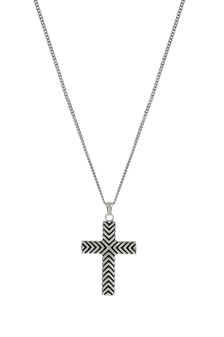 Men's Cross Pendant Necklace, Alternate, color, SILVER