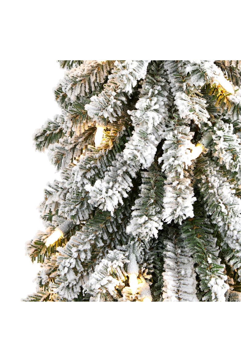 2-ft Flocked Grand Alpine Artificial Christmas Tree with 35 Clear Lights and 111 Bendable Branches on Natural Trunk, Alternate, color, Green