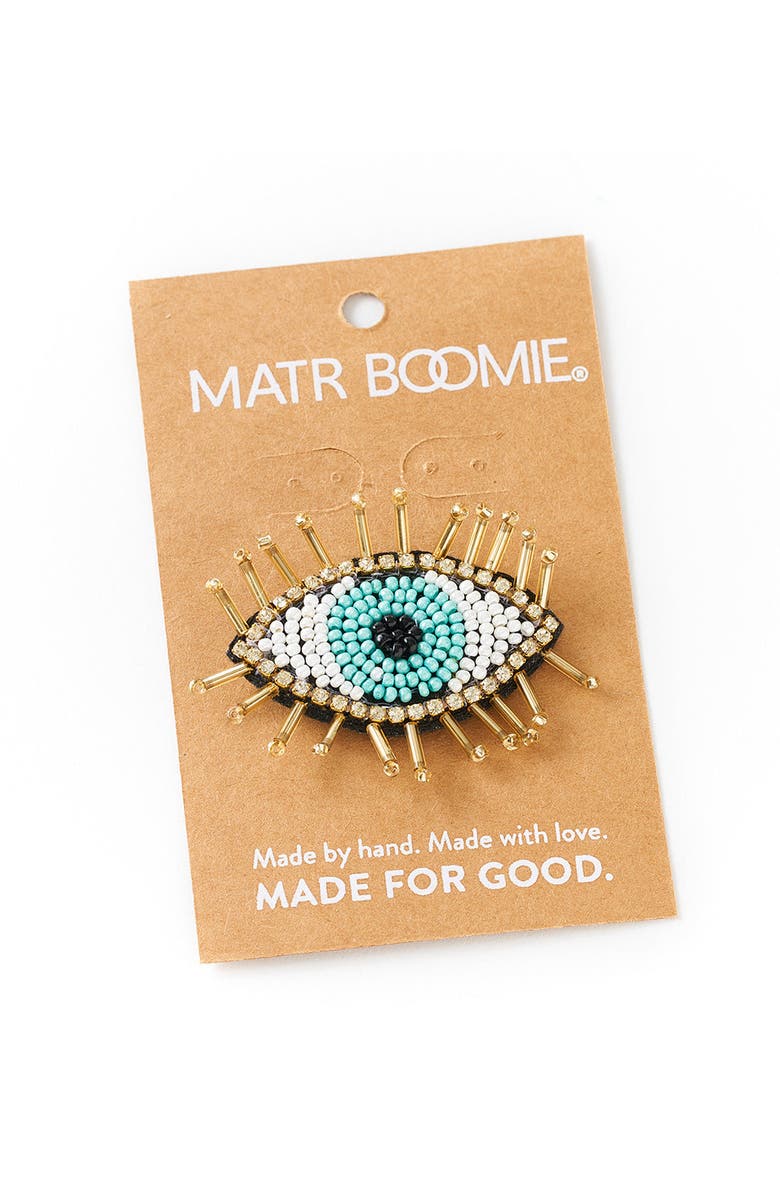 Matr Boomie Bala Mani Beaded Evil Eye Brooch Pin, Alternate, color, Blue