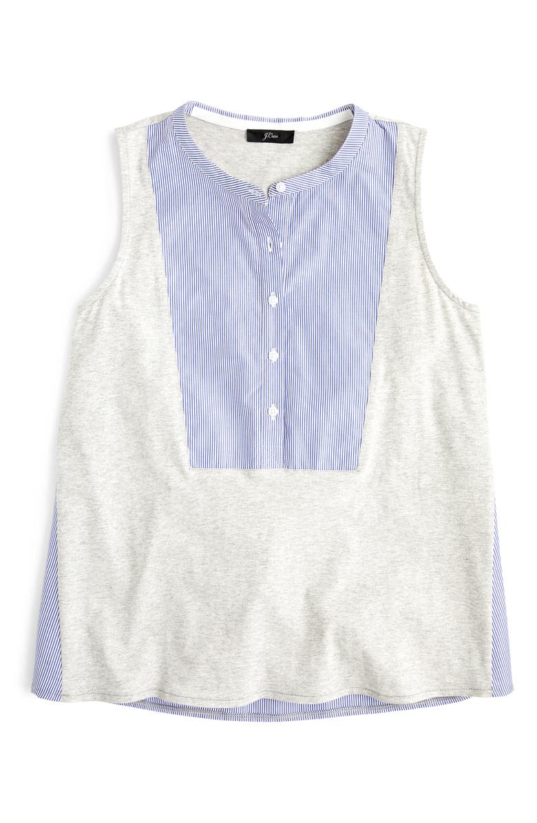 J.Crew Mixed Media Henley Cotton Jersey Tank Top, Alternate, color, 