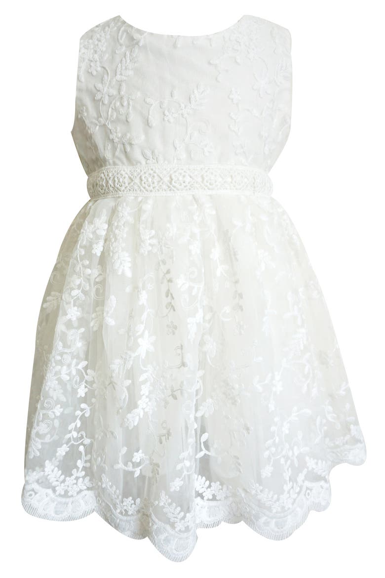 Floral Embroidered Dress, Main, color, WHITE
