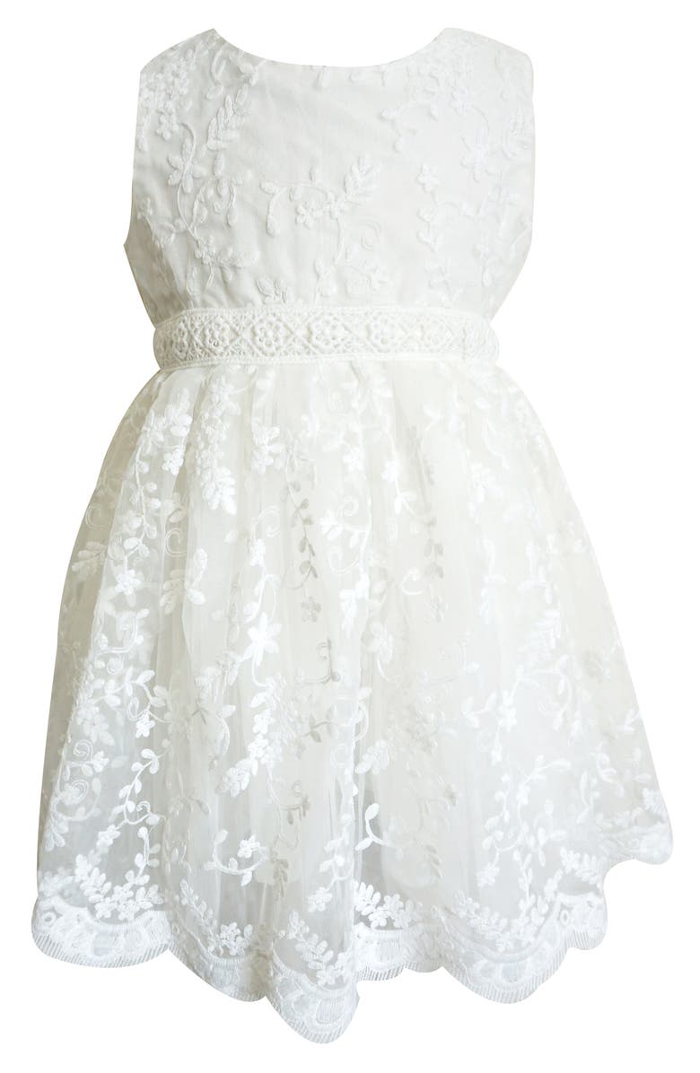 Popatu Floral Embroidered Dress, Main, color, White