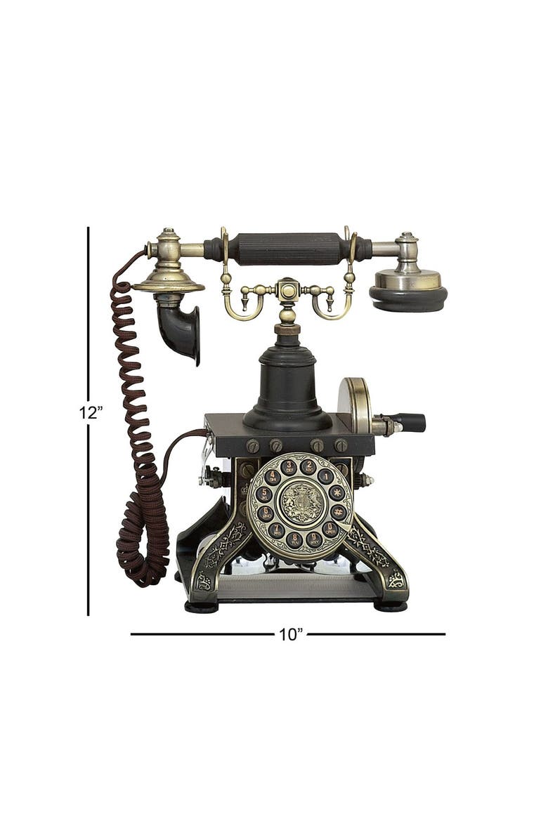 WILLOW ROW Black Brass Vintage Antique Phone, Alternate, color, 