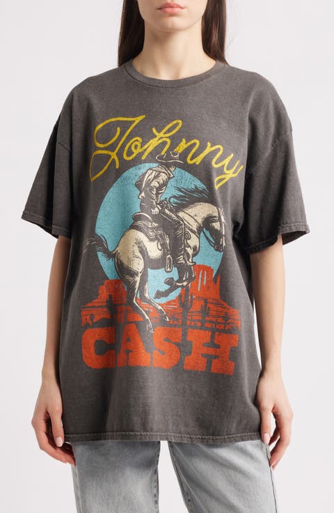 Johnny Cash Rodeo Boyfriend Graphic T-Shirt