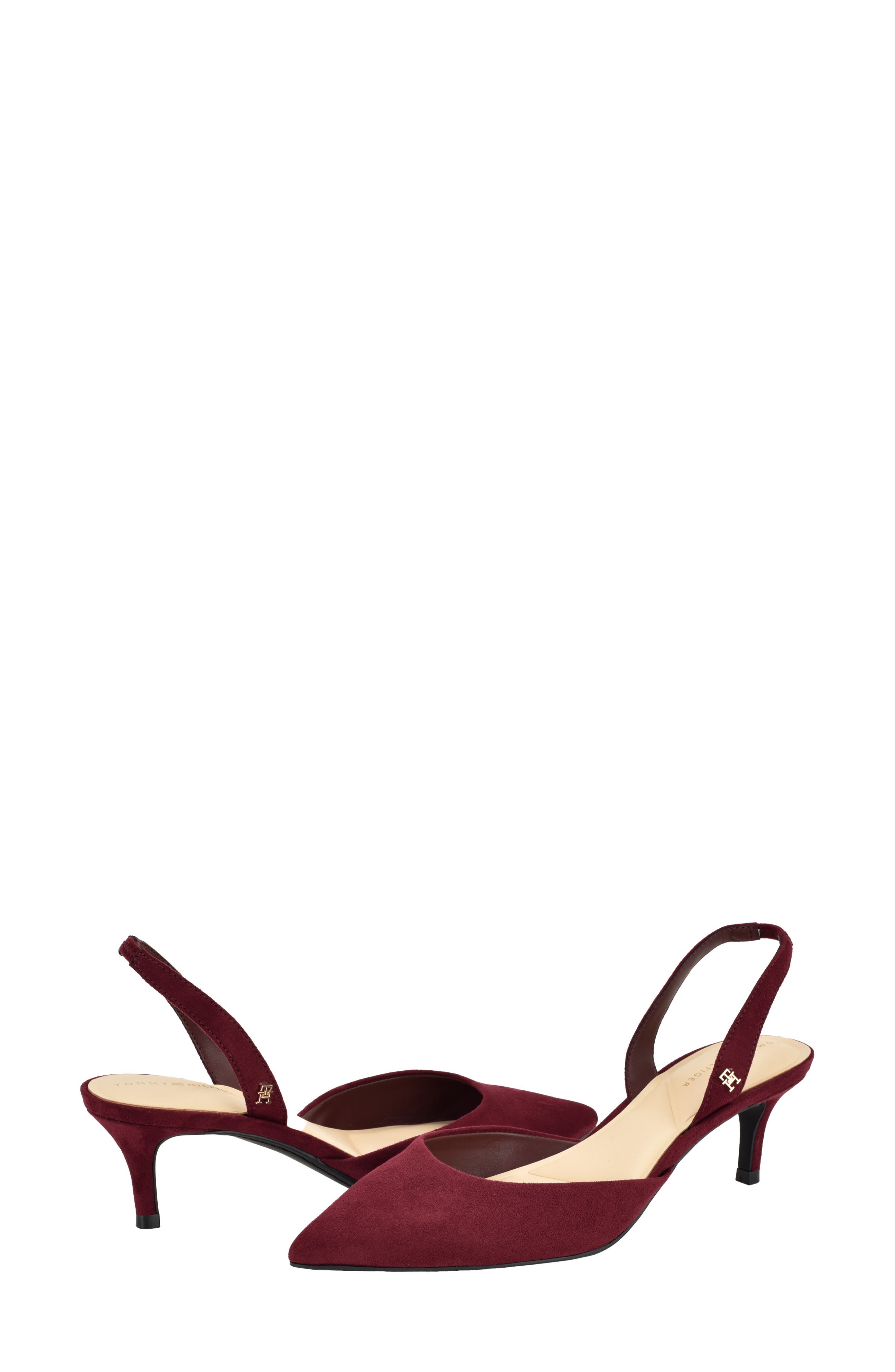 Tanna Slingback Pointed Toe Kitten Heel Pump, Alternate, color, DEEP BORDEAUX