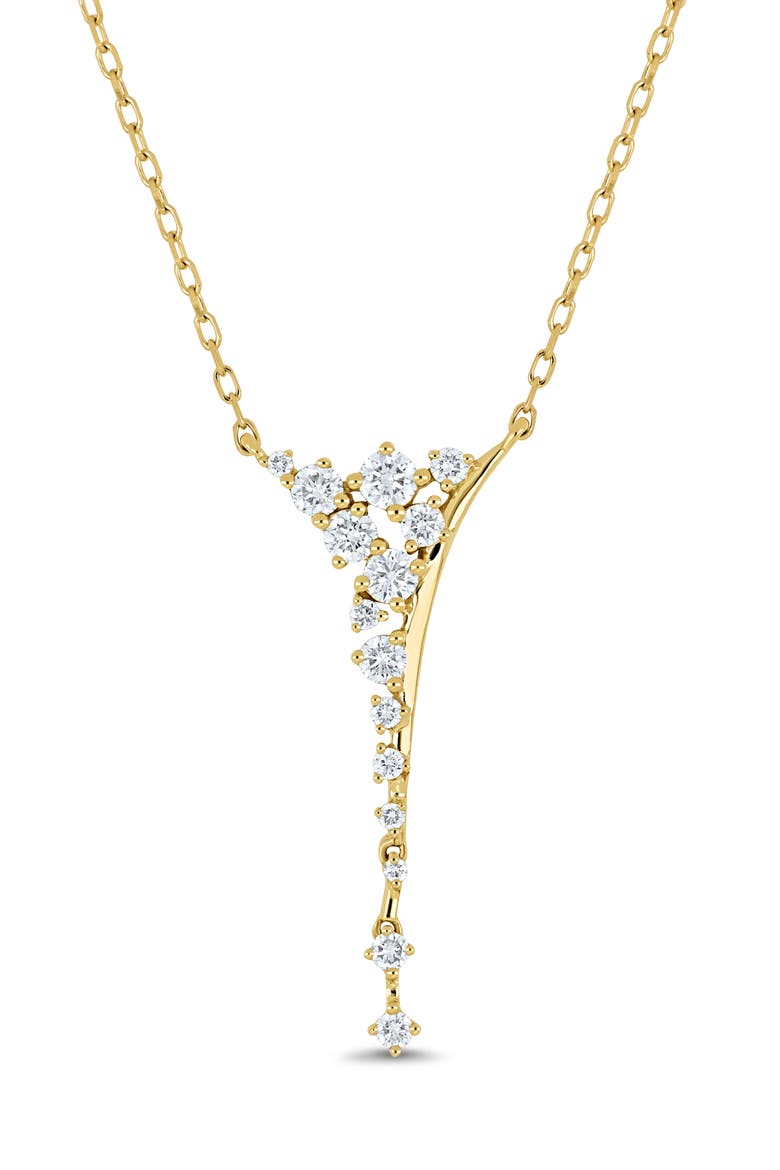 Solstice 18k Gold Diamond Cluster Y Necklace, Main, color, 18KY