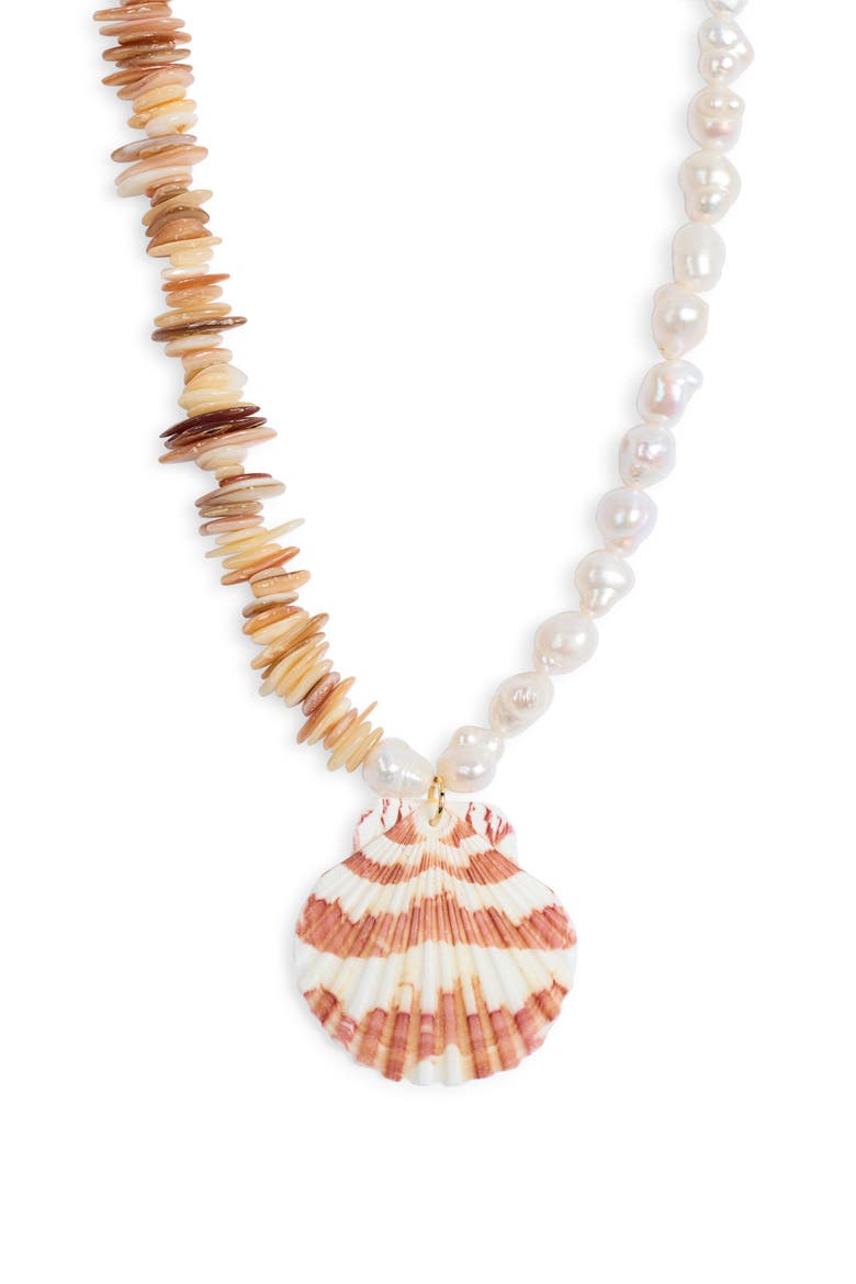 Sardina Shell Pendant Necklace, Main, color, MULTI