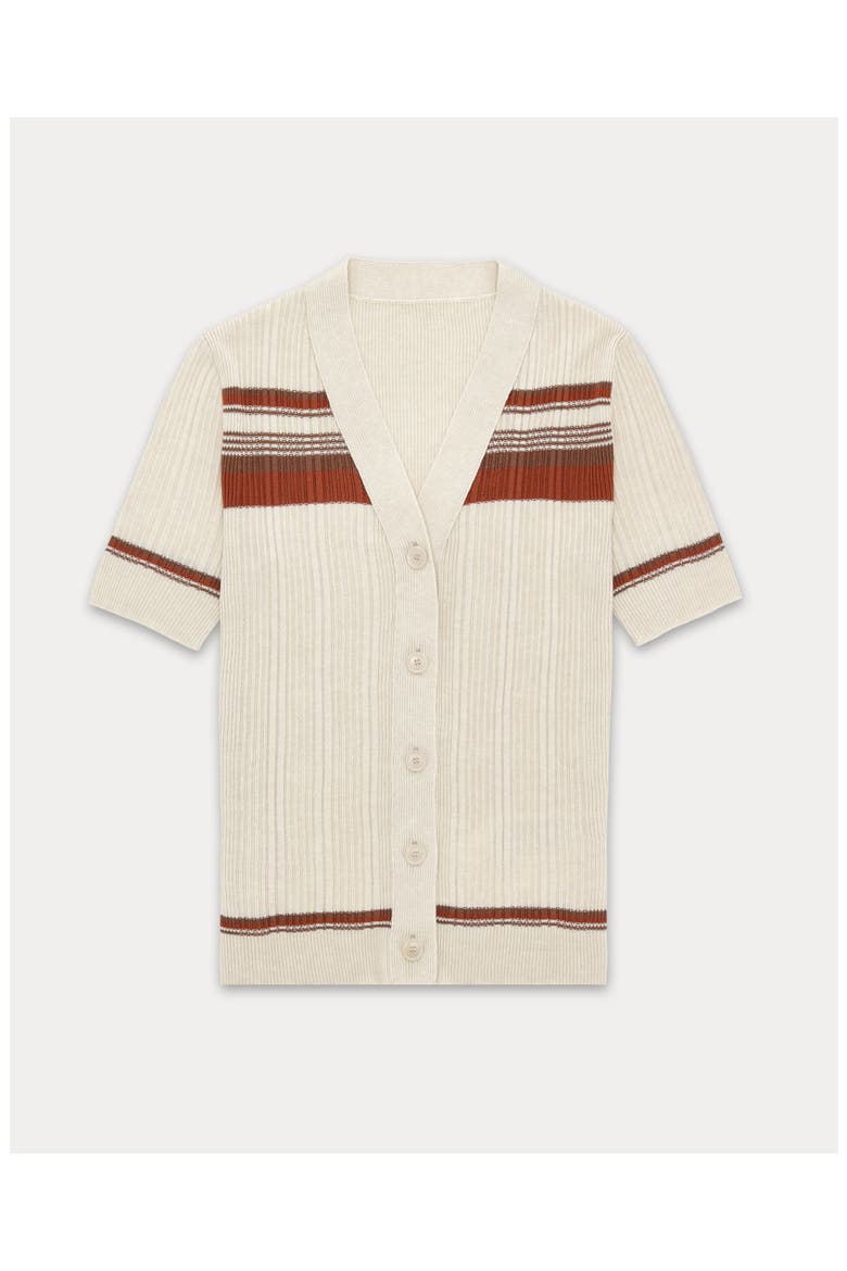 Clarisse Striped Cardigan, Main, color, Clay