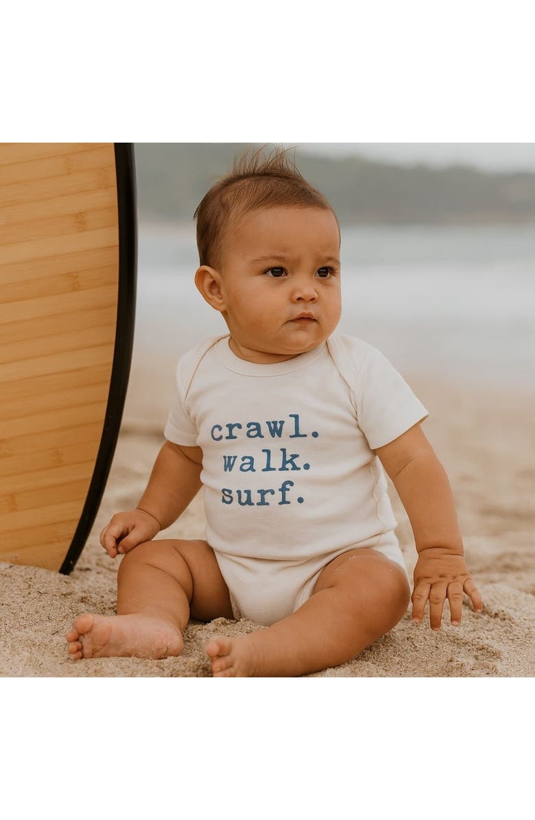 Finn + Emma Organic Baby Graphic Bodysuit |  Crawl Walk Surf, Alternate, color, Off White