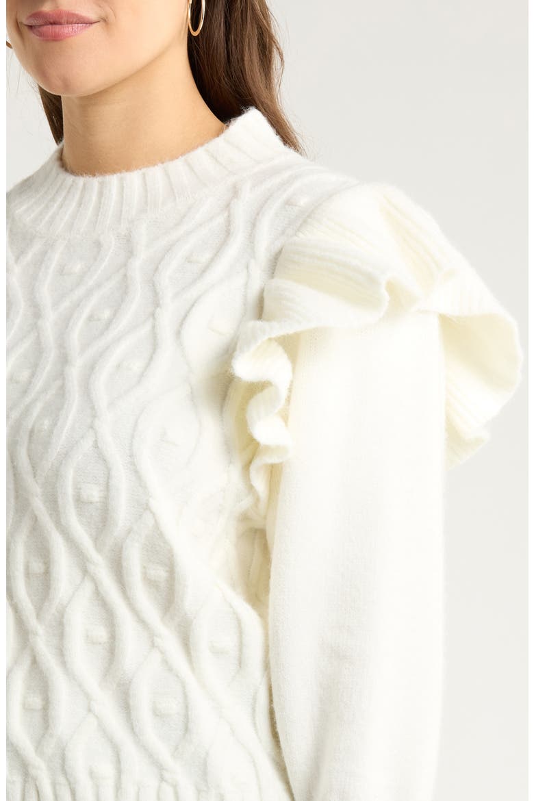 Gloriana Cable Stitch Sweater, Alternate, color, WHITE