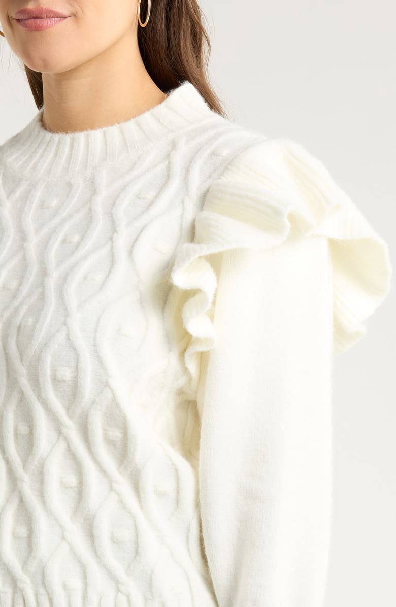 SUGARLIPS Gloriana Cable Stitch Sweater, Alternate, color, White