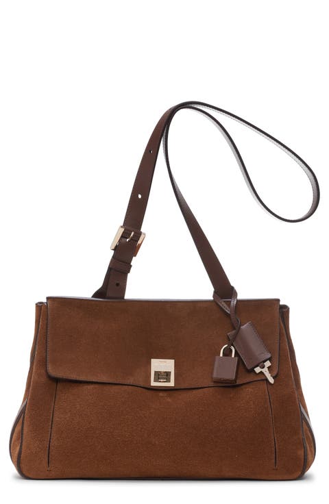 Medium Suede Besace Shoulder Bag