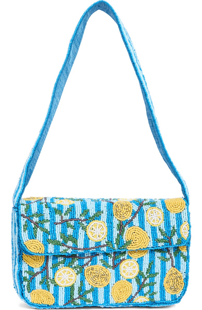Collection XIIX Beaded Striped Lemon Shoulder Bag, Main, color, Blue Multi Stripe