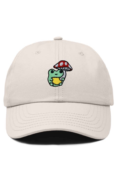 Mushroom Frog Embroidered Hat