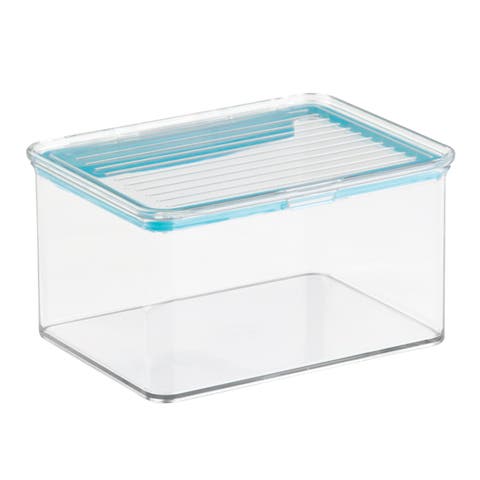 Plastic BPA-Free Pantry Food Storage Organizer Bin with Air-Tight Hinged Lid - Clear