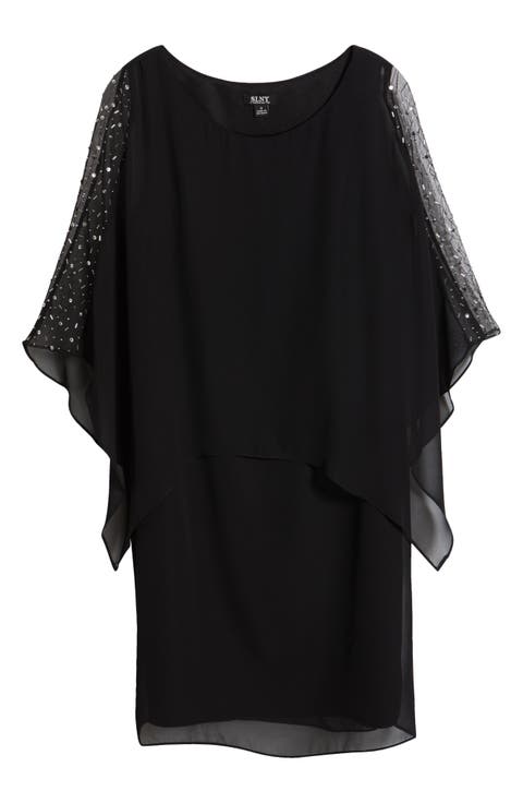 Beaded Overlay Chiffon Cocktail Dress