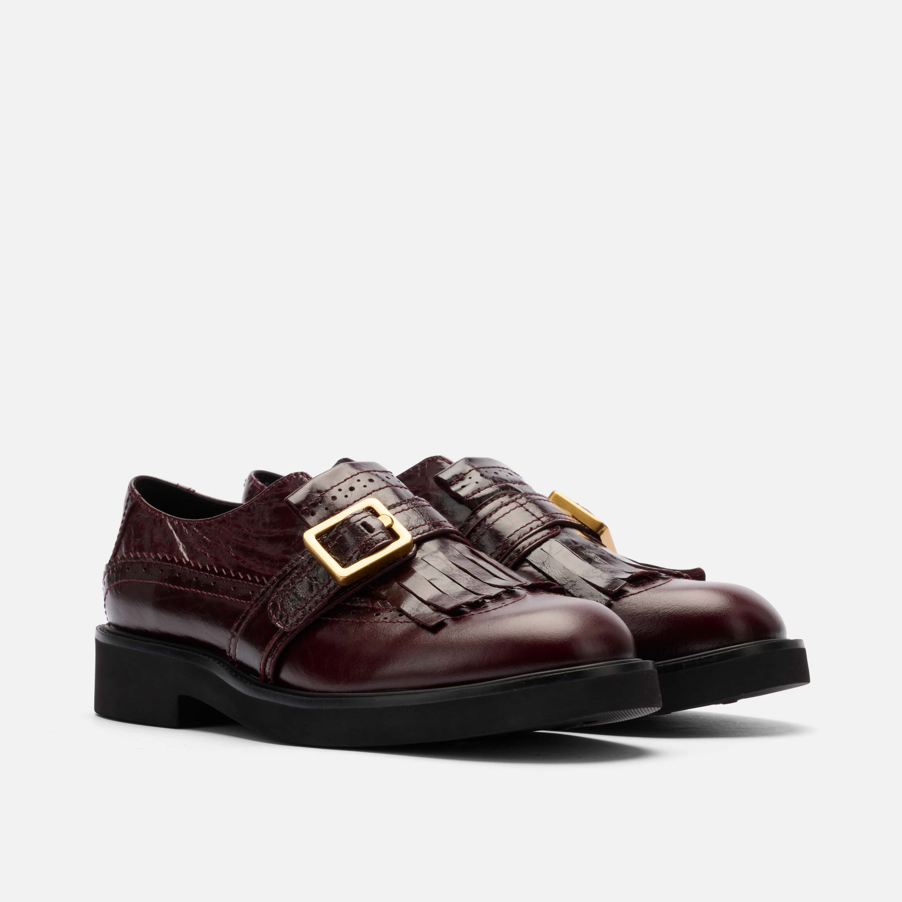 Vaughn Patent Fringed Monk Strap Oxford, Alternate, color, Burgundy