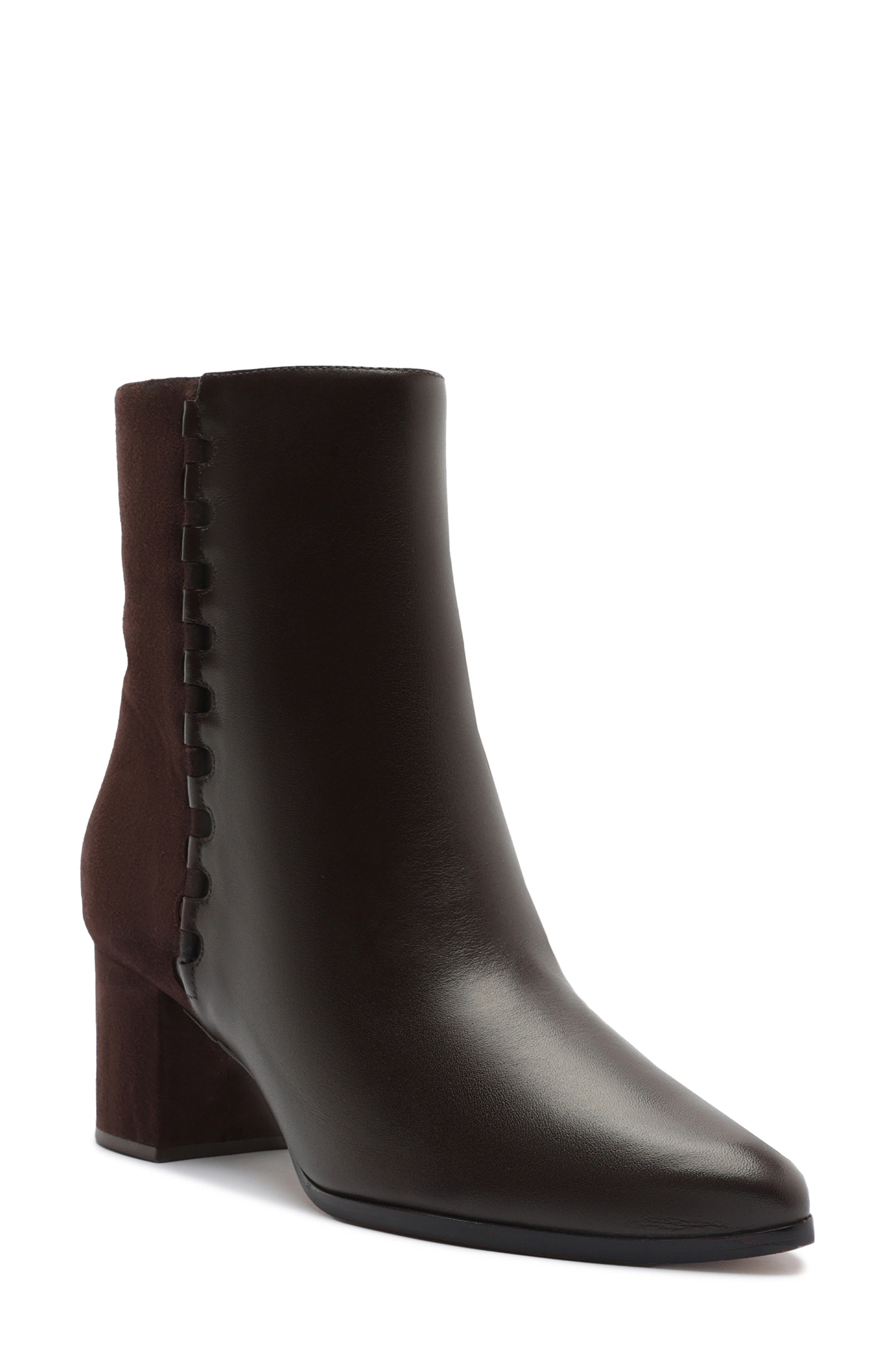 Jesse Leather Ankle Bootie, Main, color, DARK BROWN