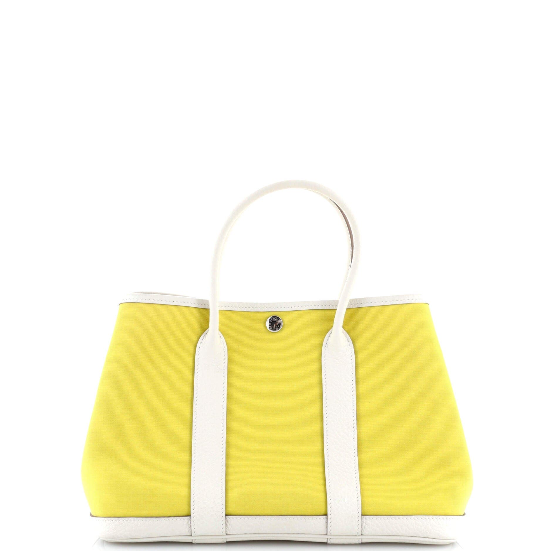 Pre-Owned Hermes Garden Party Tote Toile and Leather 30, Main, color, Lime