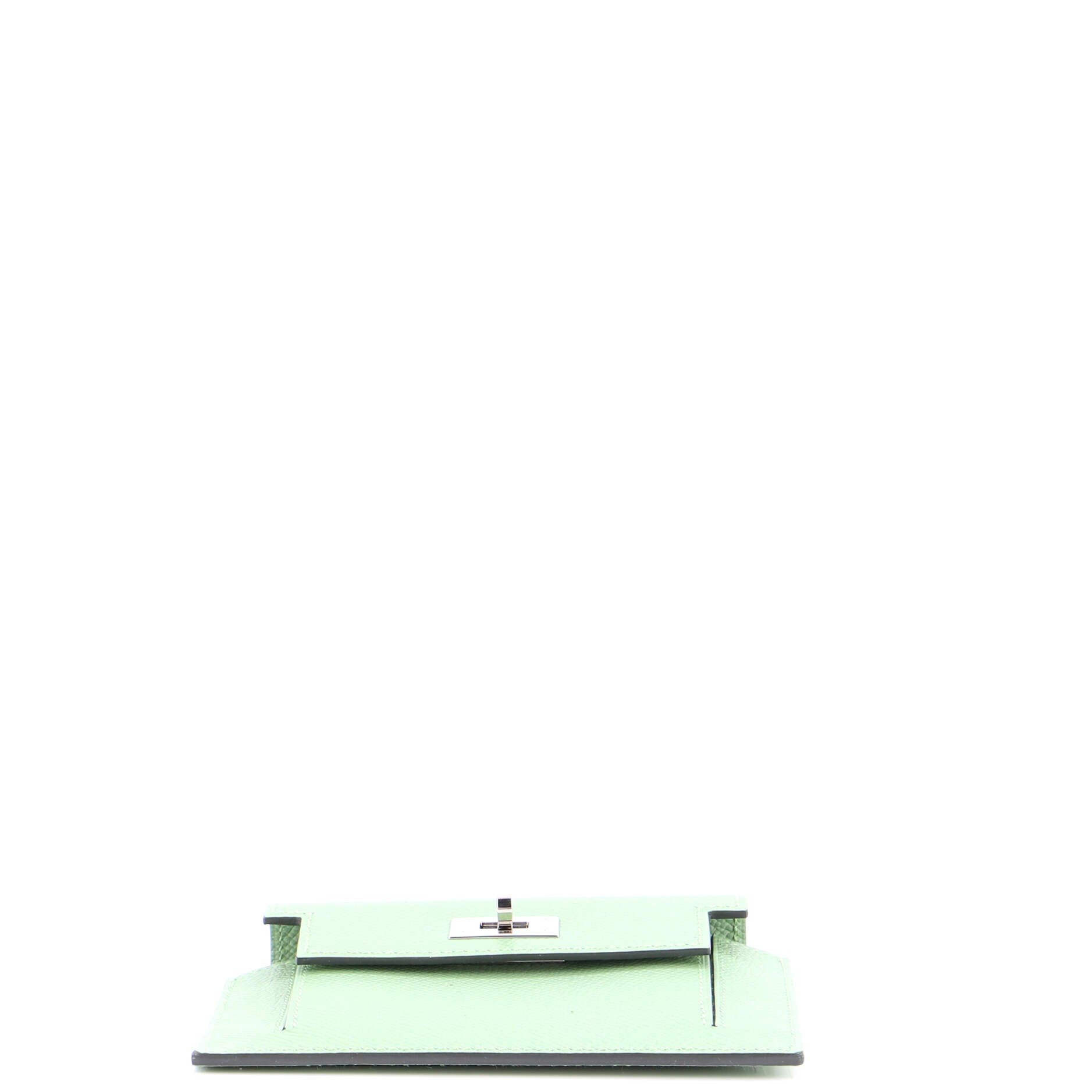 Pre-Owned Hermes Kelly Pocket Compact Wallet Epsom, Alternate, color, Vert Criquet