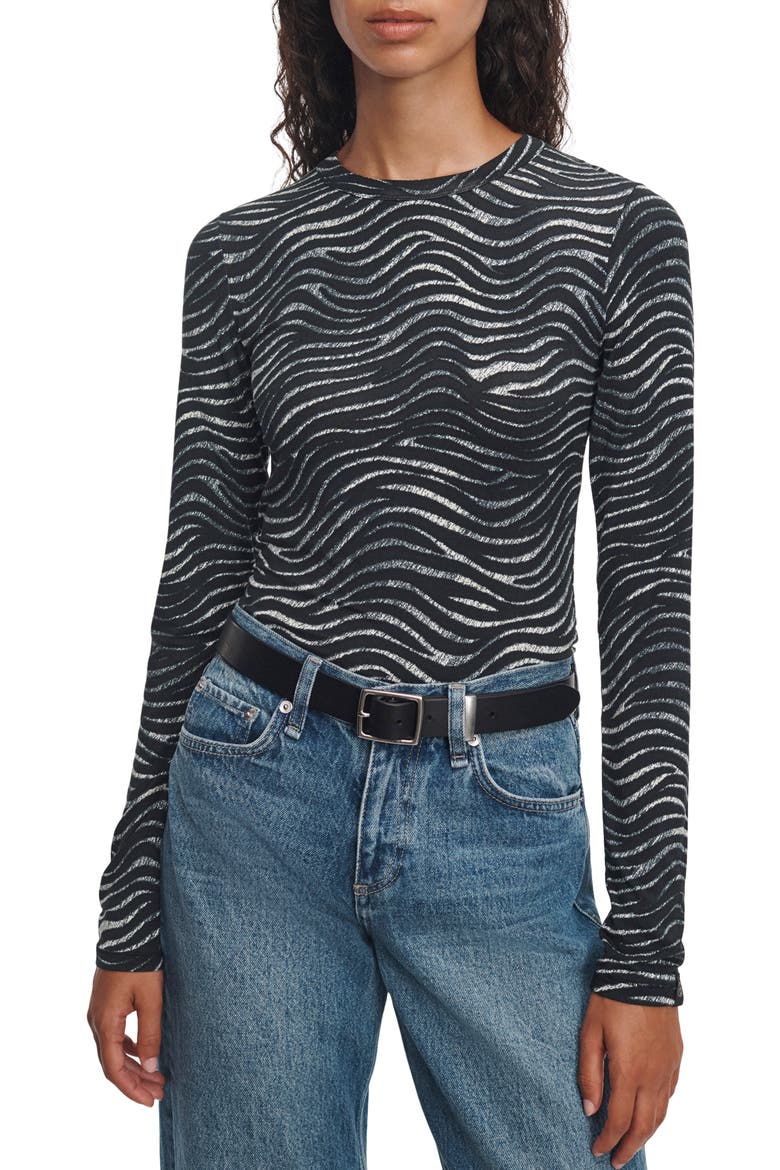 Luca Zebra Long Sleeve T-Shirt, Main, color, BLACK ZEBRA