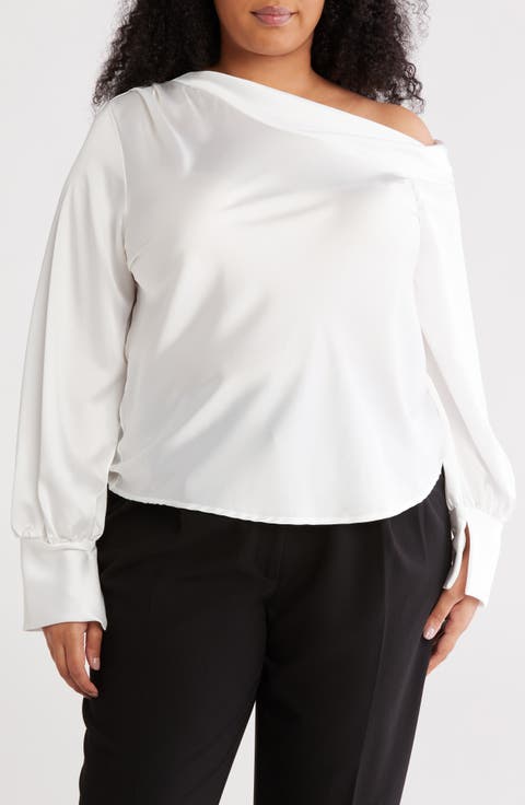 Drop Shoulder Satin Top (Plus)