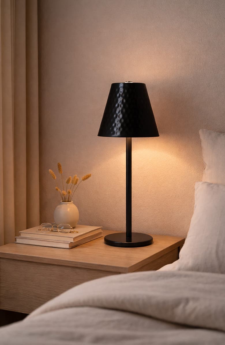 Luze Hammered Metal Table Lamp, Alternate, color, Black