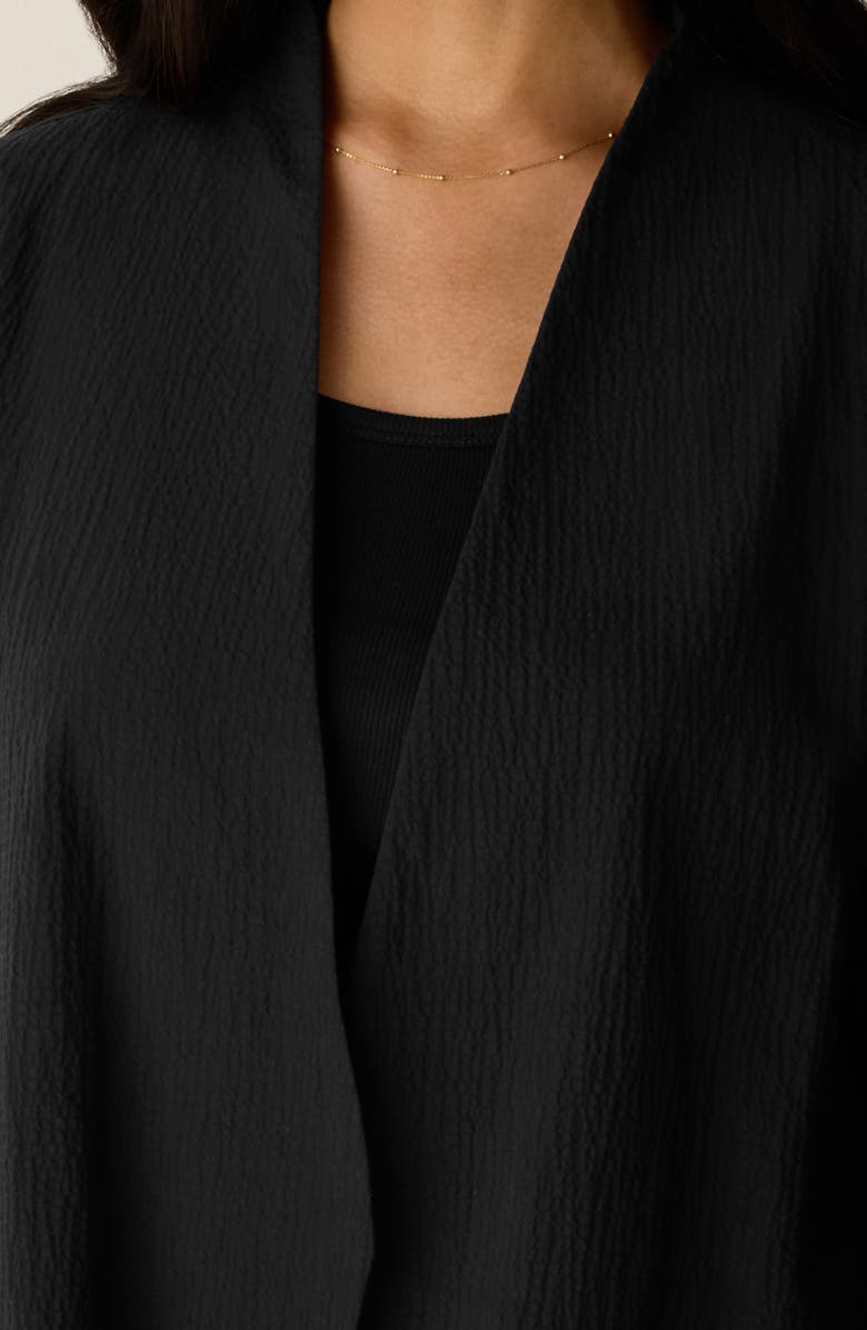 Eileen Fisher High Collar Cutaway Jacket, Alternate, color, Black