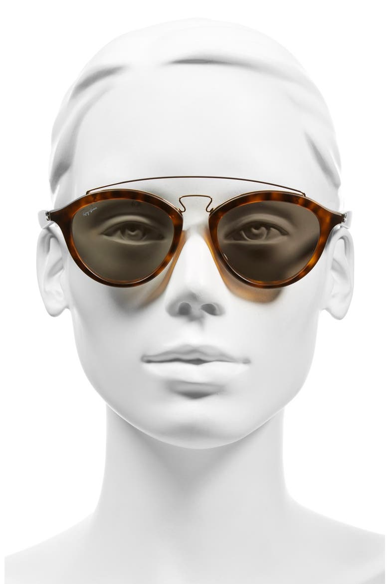 Highstreet 50mm Brow Bar Sunglasses, Alternate, color, BROWN/ HAVANA