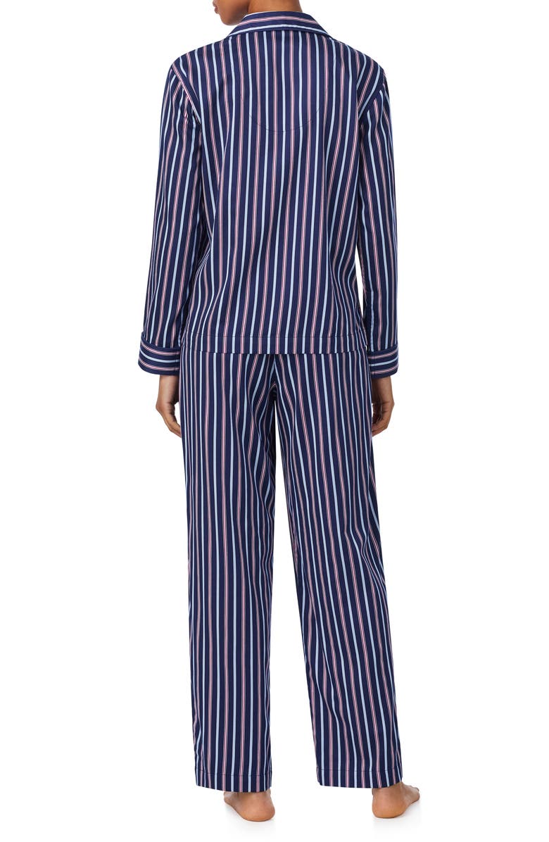 Lauren Ralph Lauren Print Cotton Blend Pajamas, Alternate, color, Navy Stripe