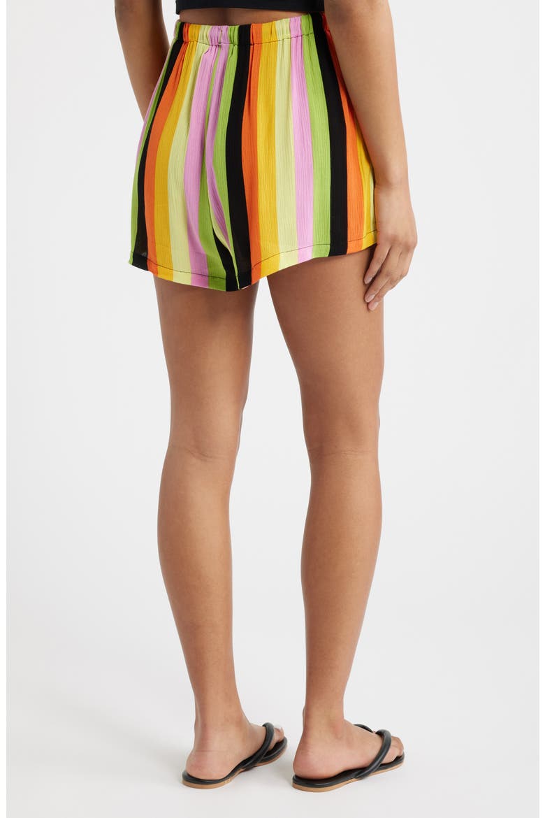 Neon Stripe Drawstring Shorts, Alternate, color, ORANGE MULTI