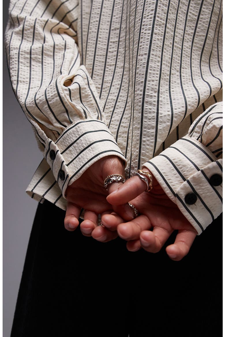 Textured Stripe Button-Up Shirt, Alternate, color, WHITE MULTI