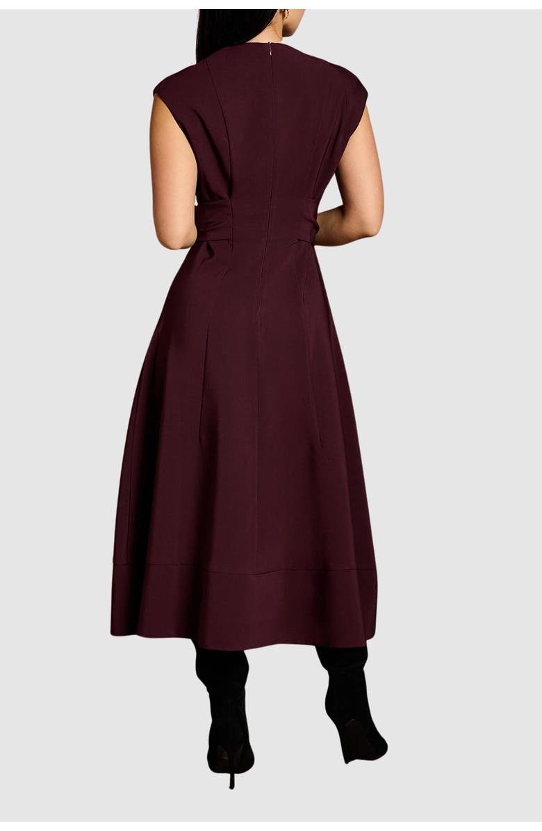 Coast Petite Belted Crepe Dress, Alternate, color, Chocolate