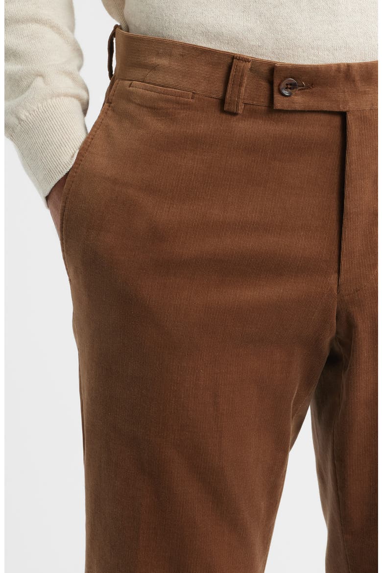 Palmer Brown Flat Front Cotton Stretch Corduroy Pants, Alternate, color, CAMEL