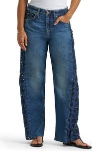 Lee Rider™ Embroidered Raw Hem Low Slung Barrel Jeans