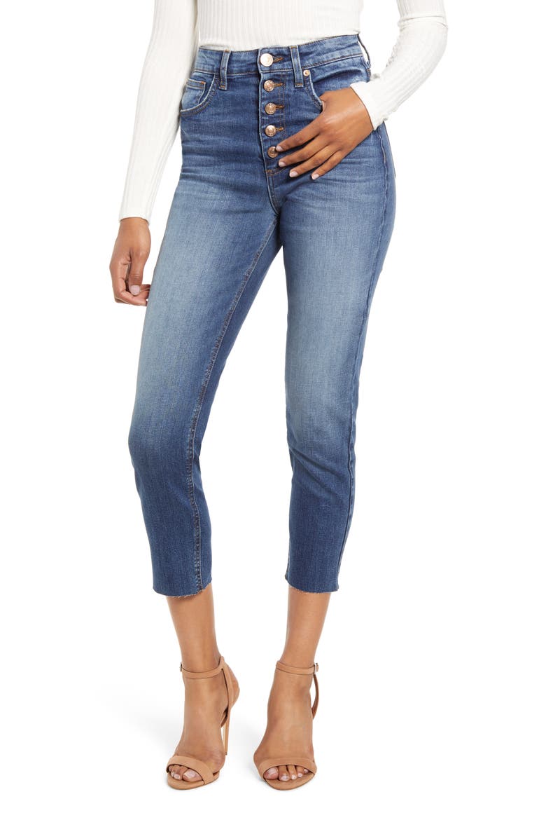 Alicia Button Fly High Waist Crop Mom Jeans, Main, color, NORTH SPRINGDALE
