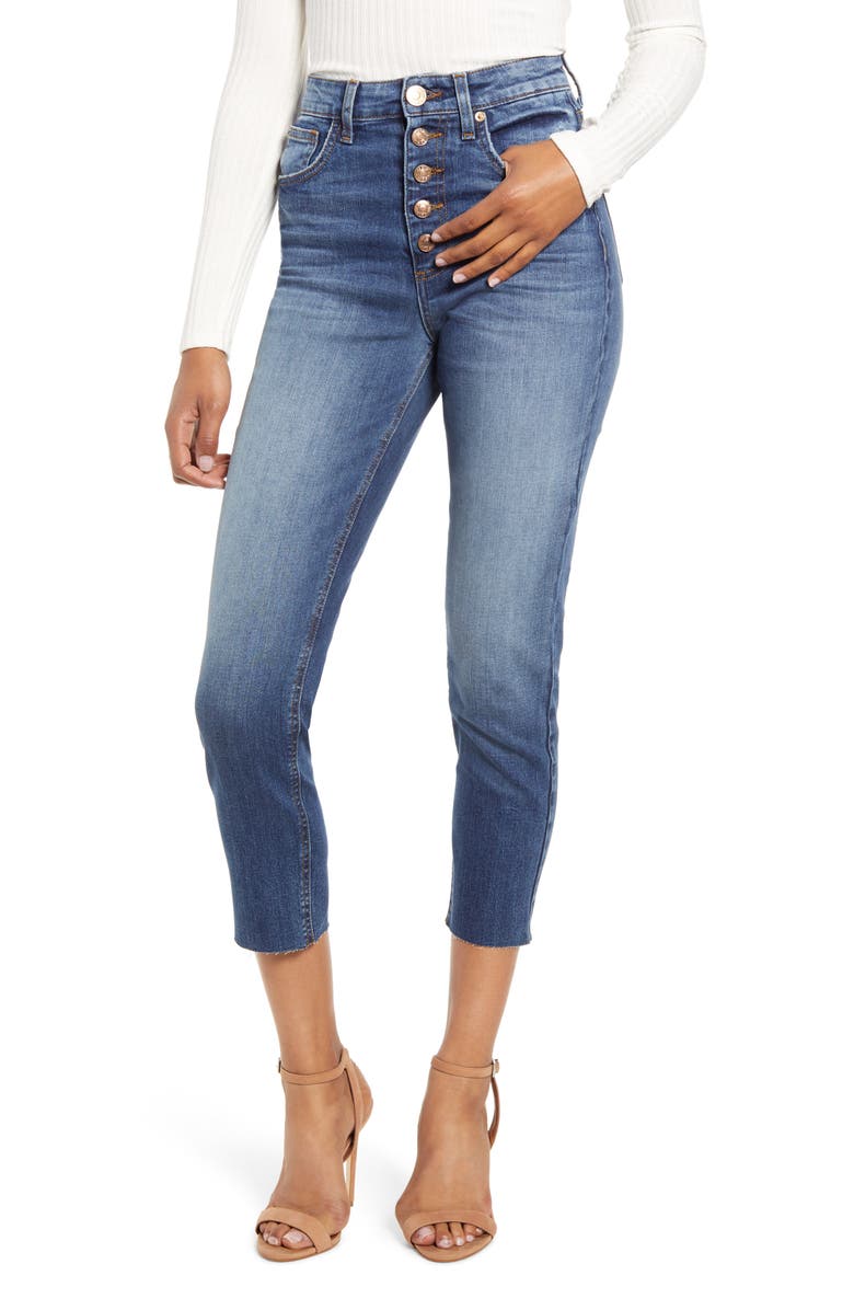 STS Blue Alicia Button Fly High Waist Crop Mom Jeans, Main, color, 