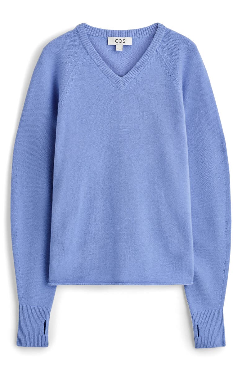 COS Merino Wool V-Neck Sweater, Alternate, color, Blue Medium