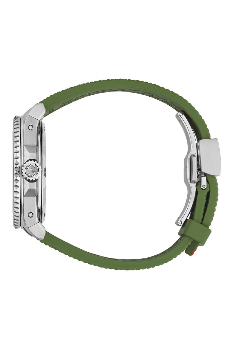 Dive Rubber Strap Watch, 40mm, Alternate, color, GREEN/ RED/ SILVER
