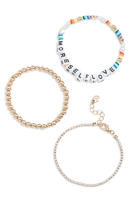 Bp. More Self Love Set Of 3 Bracelets In Gold Multi
