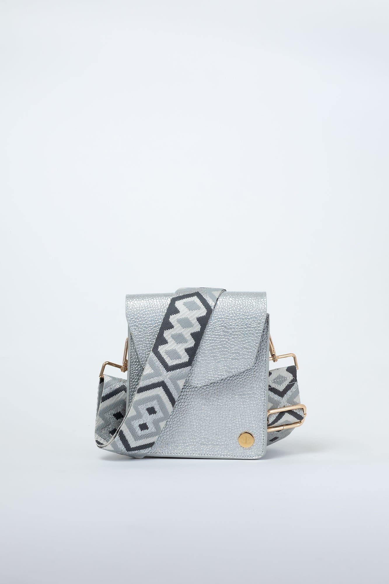 Patty Metallic Leather Crossbody Bag, Main, color, Silver