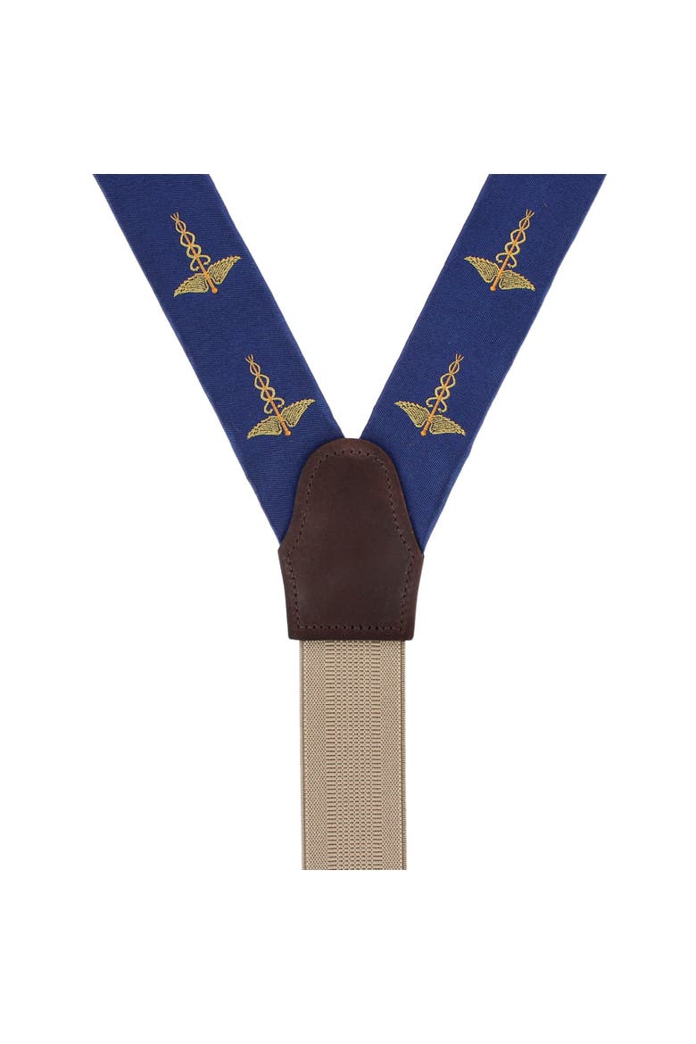 Medical Marvel Novelty Silk Button End Suspenders, Alternate, color, Navy Blue